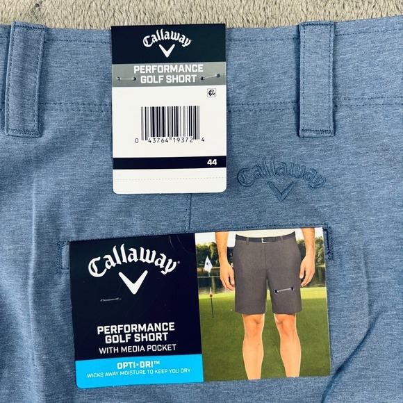 Callaway Performance Golf Shorts Mens 44 Blue Opti-Dri Stretch Media‎ Pocket NWT - Picture 5 of 16